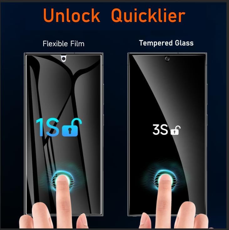 [2 Pcs] - Samsung  S21 S22 S23 S24 S25 Ultra Privacy Flexible Screen Protector for Galaxy S21 S22 S23 S24 S25 Ultra 5G,[Screen Unlock Support] [Anti Spy] [Case Friendly] Elastic TPU Film