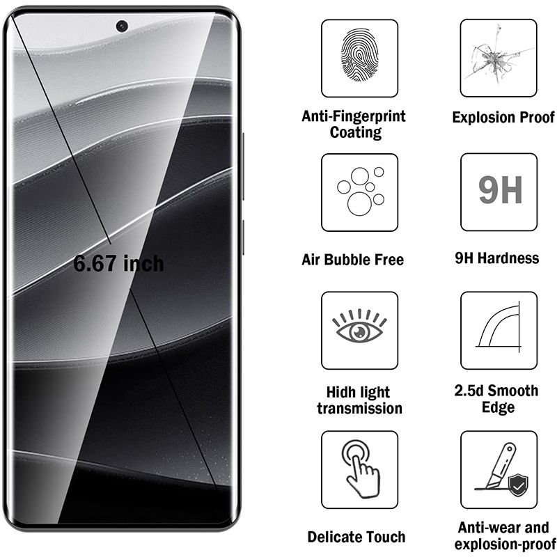 [2 Pack] 3D Curved Flue Coverage Screen Protector for Xiaomi Redmi Note 14 Pro/14 Pro+ Plus HD Clear Scratch Resistant,Bubble-Free 9H Tempered Glass Film,