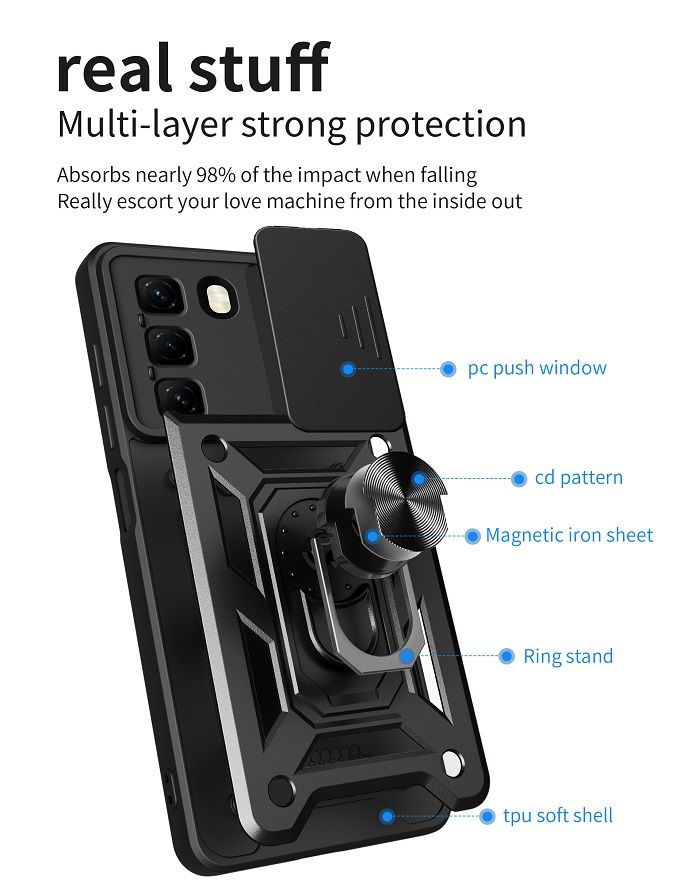 Luxury Slide Camera Lens Case For Infinix Hot 50 Pro Plus 50 Pro 50 vehicle-mounted Magnetic Kickstand Bumper Cover