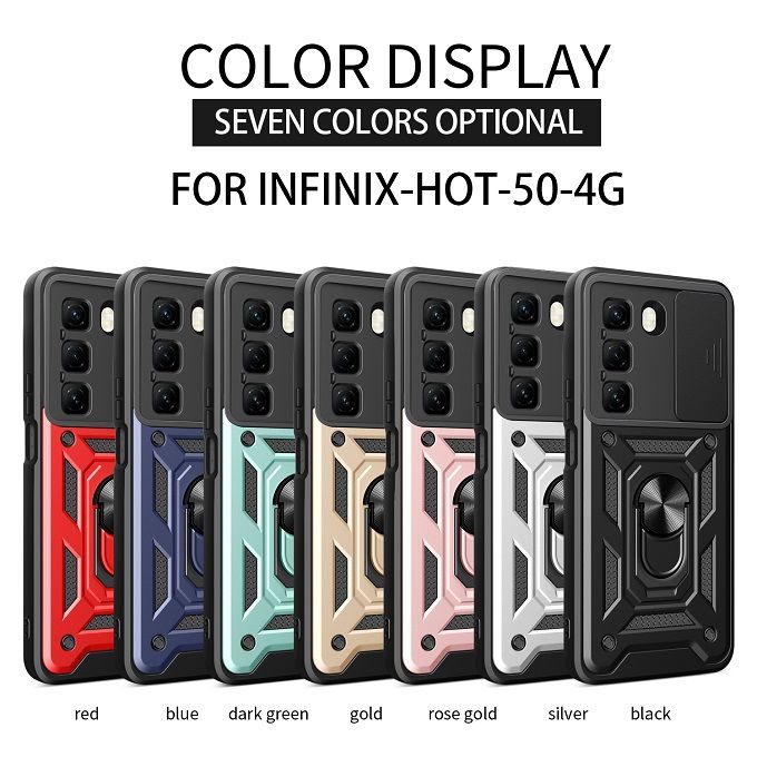 Luxury Slide Camera Lens Case For Infinix Hot 50 Pro Plus 50 Pro 50 vehicle-mounted Magnetic Kickstand Bumper Cover