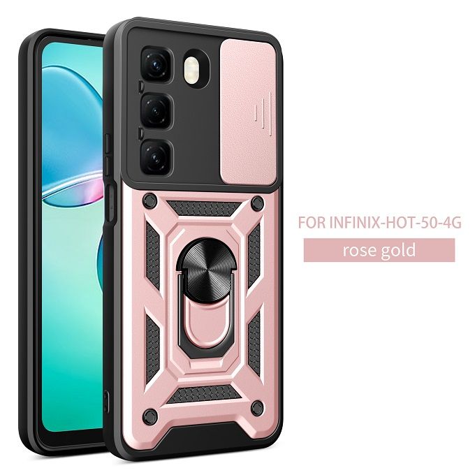 Luxury Slide Camera Lens Case For Infinix Hot 50 Pro Plus 50 Pro 50 vehicle-mounted Magnetic Kickstand Bumper Cover