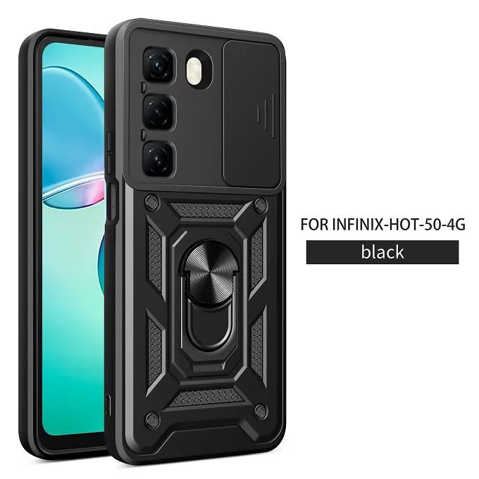 Luxury Slide Camera Lens Case For Infinix Hot 50 Pro Plus 50 Pro 50 vehicle-mounted Magnetic Kickstand Bumper Cover