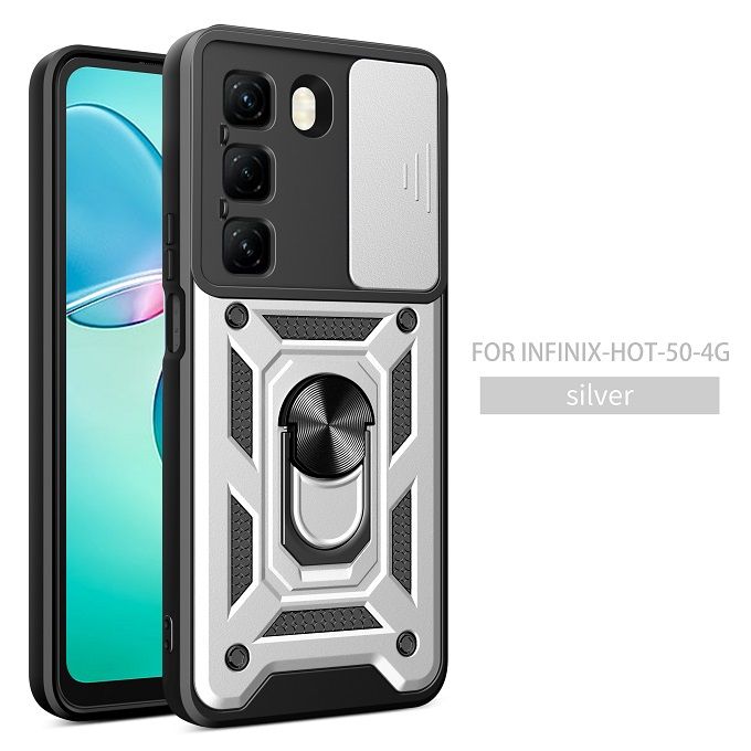 Luxury Slide Camera Lens Case For Infinix Hot 50 Pro Plus 50 Pro 50 vehicle-mounted Magnetic Kickstand Bumper Cover
