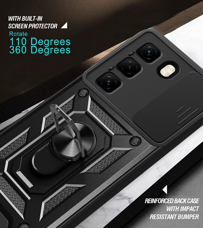Luxury Slide Camera Lens Case For Infinix Hot 50 Pro Plus 50 Pro 50 vehicle-mounted Magnetic Kickstand Bumper Cover