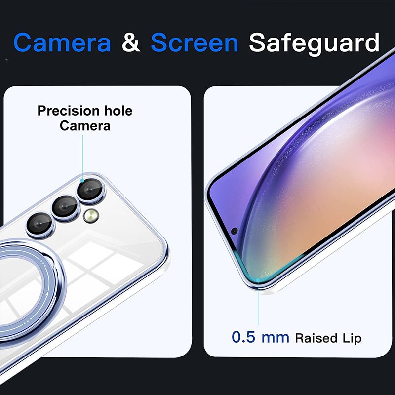 Phone Case for Samsung Galaxy A16 A06 A55 A35 A25 A15 A05S Transparent Plating TPU Slim Shockproof Case with 360° Rotatable Stand