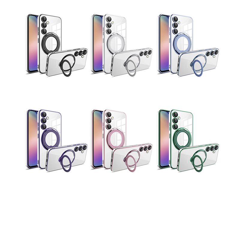 Phone Case for Samsung Galaxy A16 A06 A55 A35 A25 A15 A05S Transparent Plating TPU Slim Shockproof Case with 360° Rotatable Stand