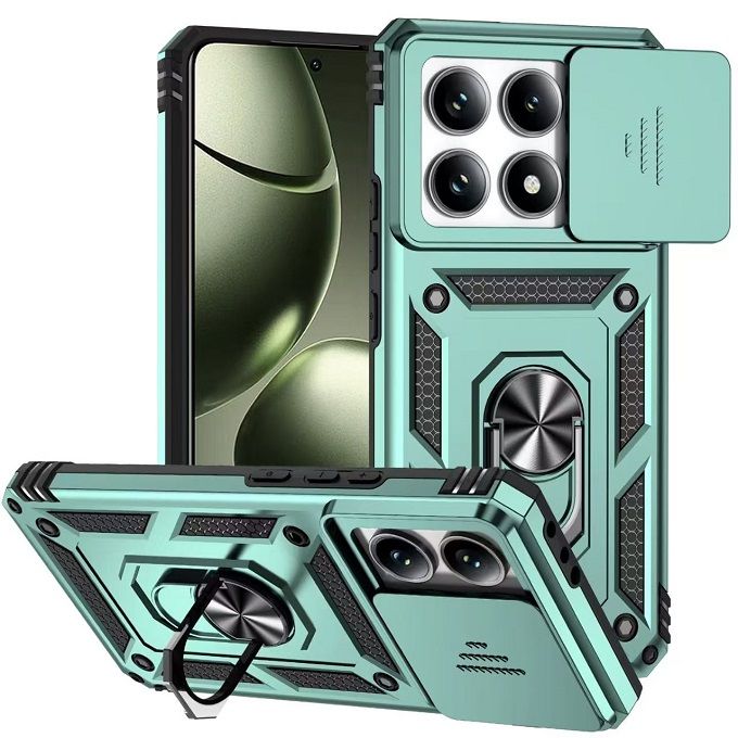 Luxury Slide Camera Lens Case For Xiaomi 14T/ Mi 14T Pro vehicle-mounted Magnetic Kickstand Bumper Cover