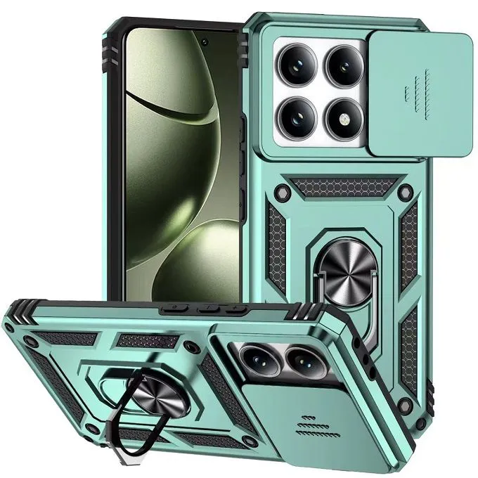 Luxury Slide Camera Lens Case For Xiaomi 14T/ Mi 14T Pro vehicle-mounted Magnetic Kickstand Bumper Cover