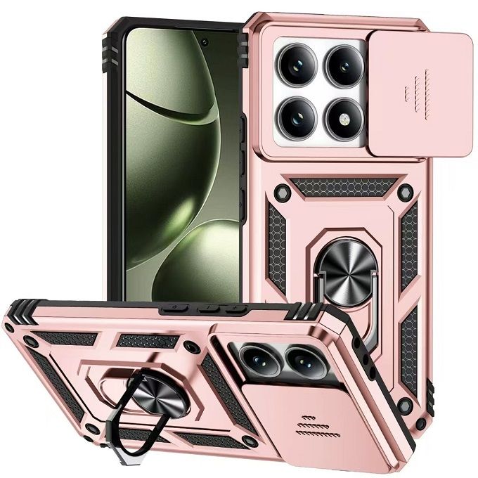 Luxury Slide Camera Lens Case For Xiaomi 14T/ Mi 14T Pro vehicle-mounted Magnetic Kickstand Bumper Cover