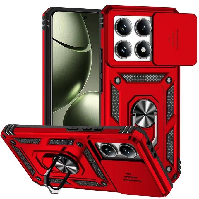 Luxury Slide Camera Lens Case For Xiaomi 14T/ Mi 14T Pro vehicle-mounted Magnetic Kickstand Bumper Cover