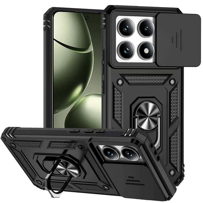 Luxury Slide Camera Lens Case For Xiaomi 14T/ Mi 14T Pro vehicle-mounted Magnetic Kickstand Bumper Cover