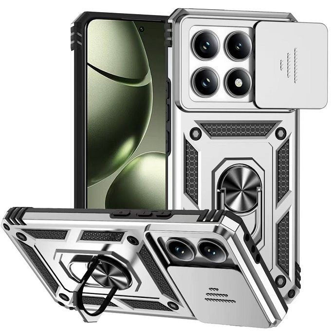 Luxury Slide Camera Lens Case For Xiaomi 14T/ Mi 14T Pro vehicle-mounted Magnetic Kickstand Bumper Cover