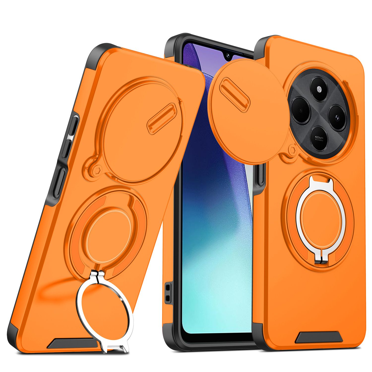 New - Luxury Slide Camera Lens Case For Xiaomi Redmi 14C,Redmi A4,Poco C75 X6 X7 Pro Car Mounted Magnetic Kickstand Shockproof Cover