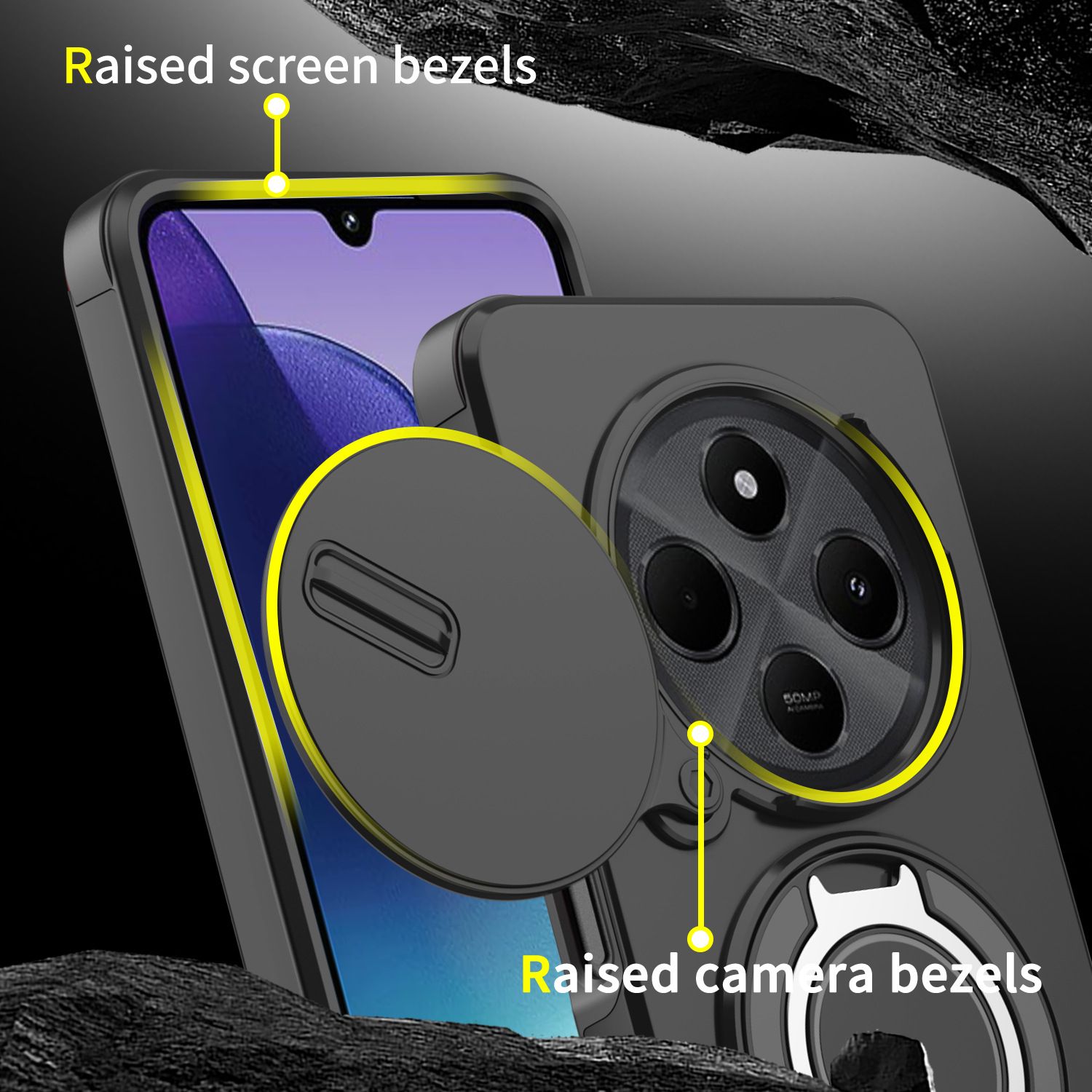 New - Luxury Slide Camera Lens Case For Xiaomi Redmi 14C,Redmi A4,Poco C75 X6 X7 Pro Car Mounted Magnetic Kickstand Shockproof Cover