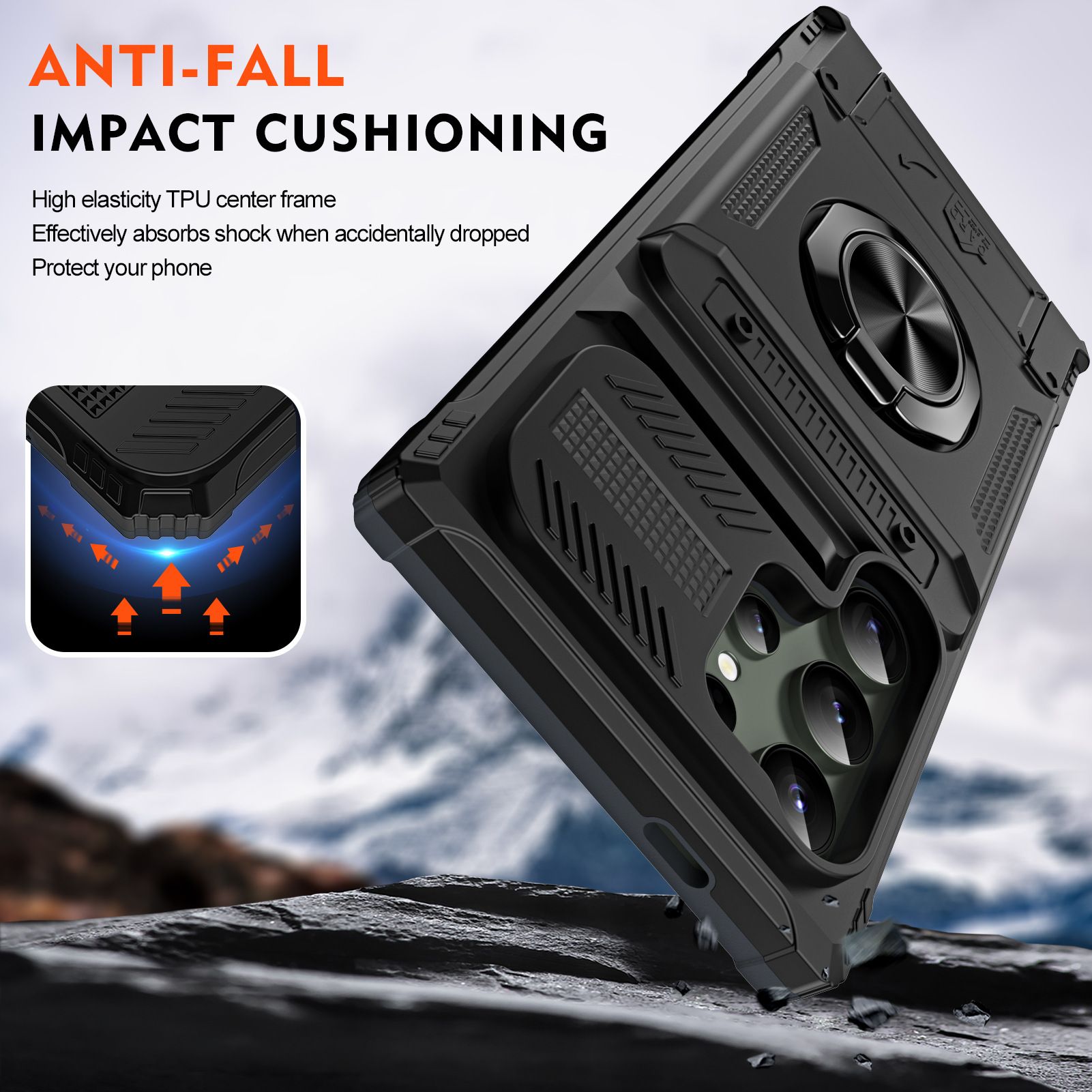 Phone Case for Samsung S24 S23 Ultra S23 FE A55 A35 A25 A15 A14 Anti Drop Shockproof Hard Armour Protective Cover With Ring Holder
