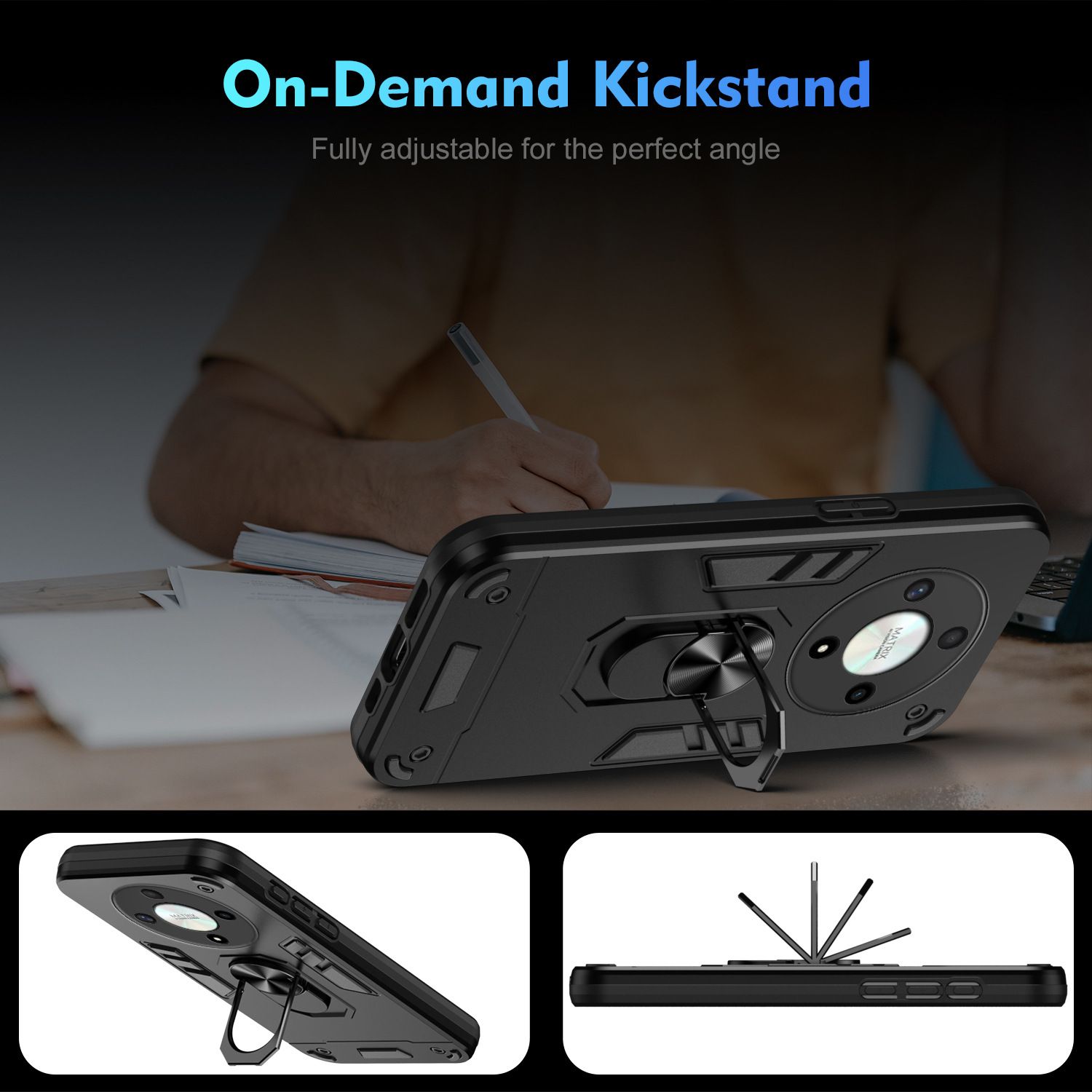 Phone Case for Honor X9B X9A X8B X8A 4G/5G X7B X7A X6B X6A Honor 200 Lite [Drop-Protection] Case with Ring Holder Stand Magnetic Cover