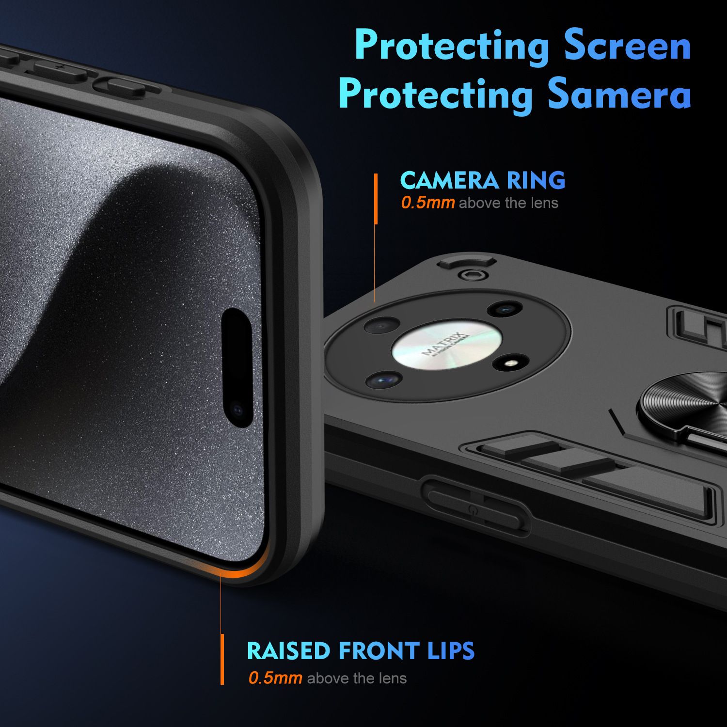 Phone Case for Honor X9B X9A X8B X8A 4G/5G X7B X7A X6B X6A Honor 200 Lite [Drop-Protection] Case with Ring Holder Stand Magnetic Cover