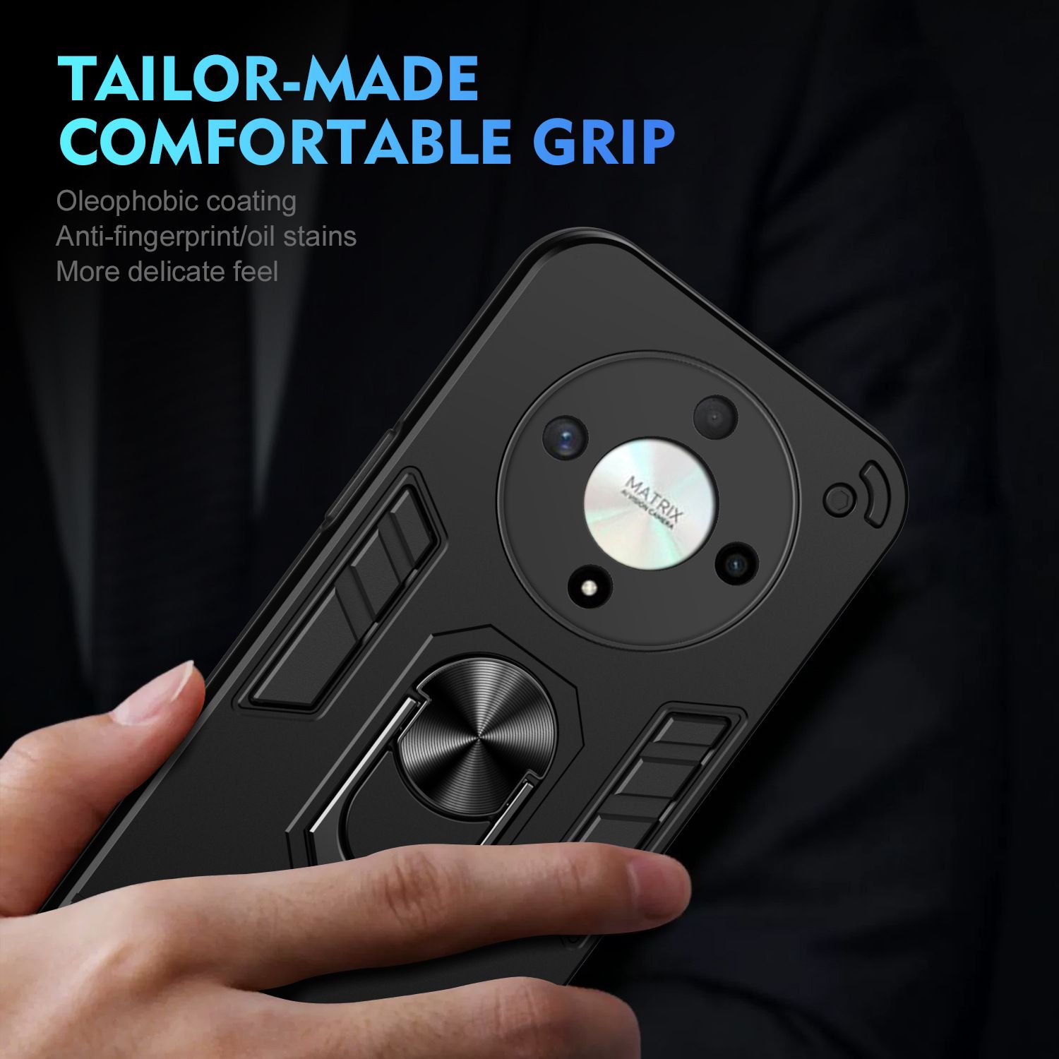 Phone Case for Honor X9B X9A X8B X8A 4G/5G X7B X7A X6B X6A Honor 200 Lite [Drop-Protection] Case with Ring Holder Stand Magnetic Cover