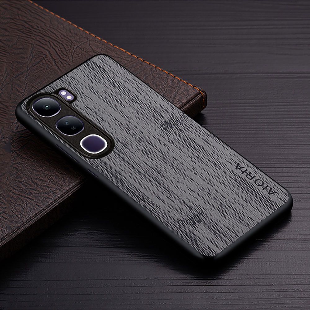 Made Of Bamboo Leather Phone Case for Vivo V40 Lite Soft TPU Around The Edge Hard PC At The Back 3in1 material