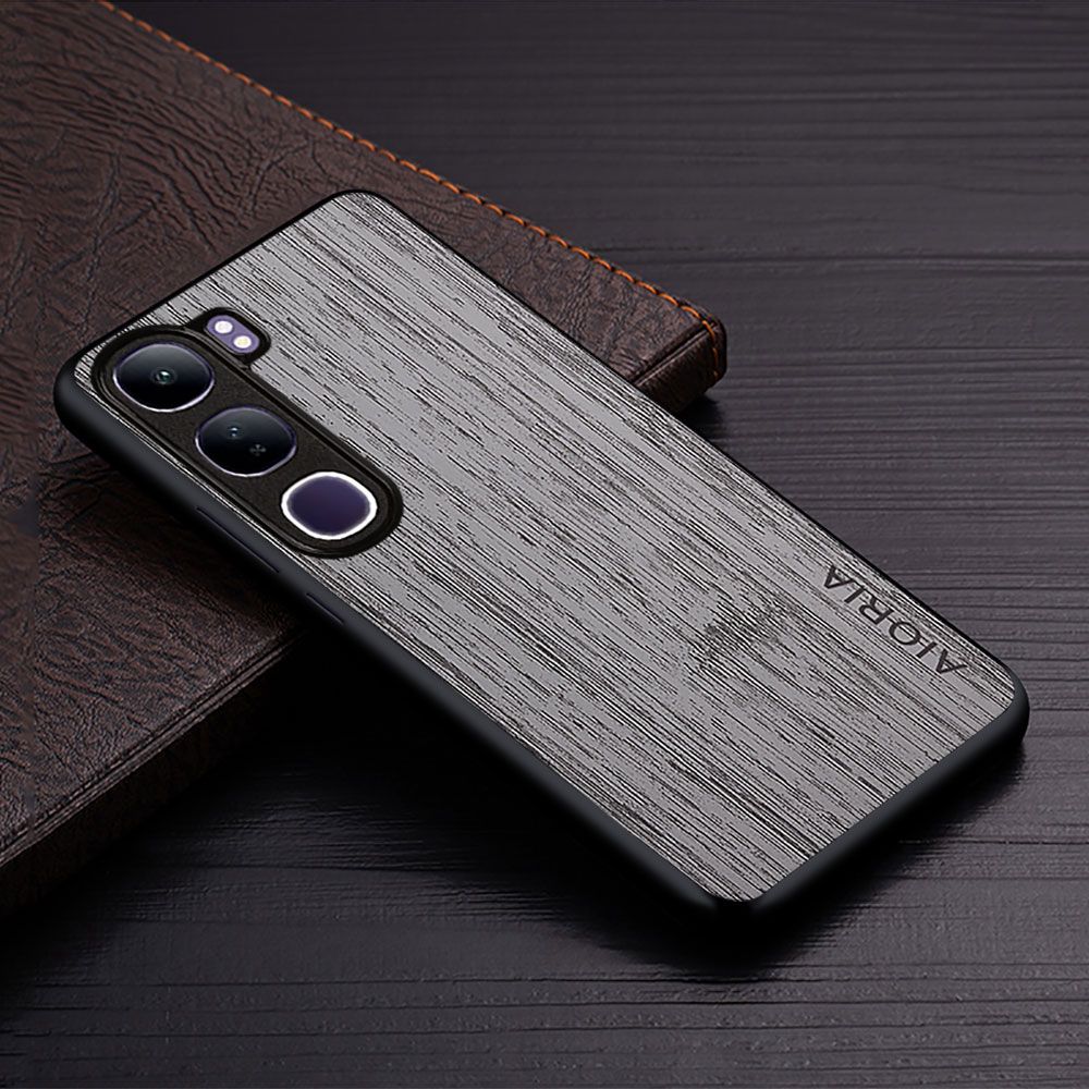 Made Of Bamboo Leather Phone Case for Vivo V40 Lite Soft TPU Around The Edge Hard PC At The Back 3in1 material