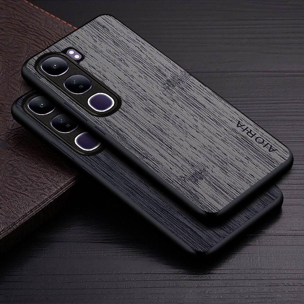 Made Of Bamboo Leather Phone Case for Vivo V40 Lite Soft TPU Around The Edge Hard PC At The Back 3in1 material