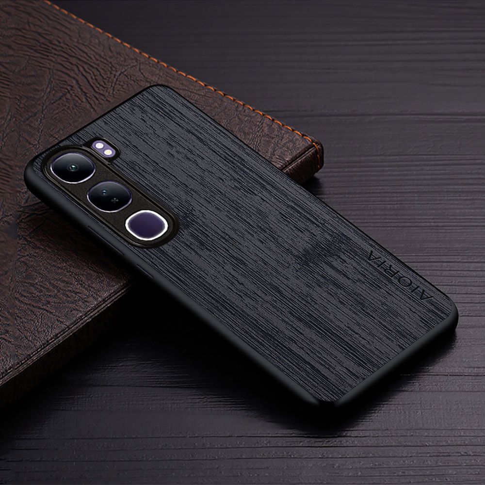 Made Of Bamboo Leather Phone Case for Vivo V40 Lite Soft TPU Around The Edge Hard PC At The Back 3in1 material