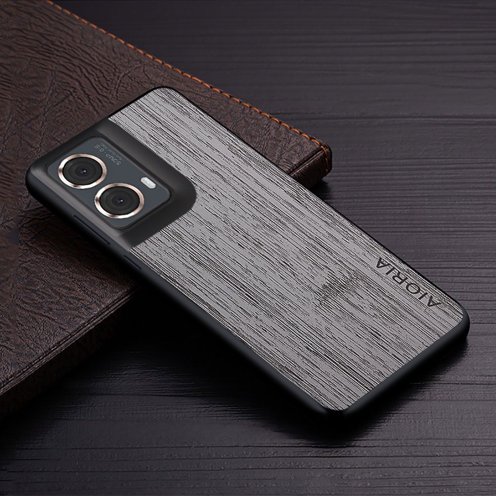 Made Of Bamboo Leather Phone Case for Motorola Moto G85 Soft TPU Around The Edge Hard PC At The Back 3in1 material