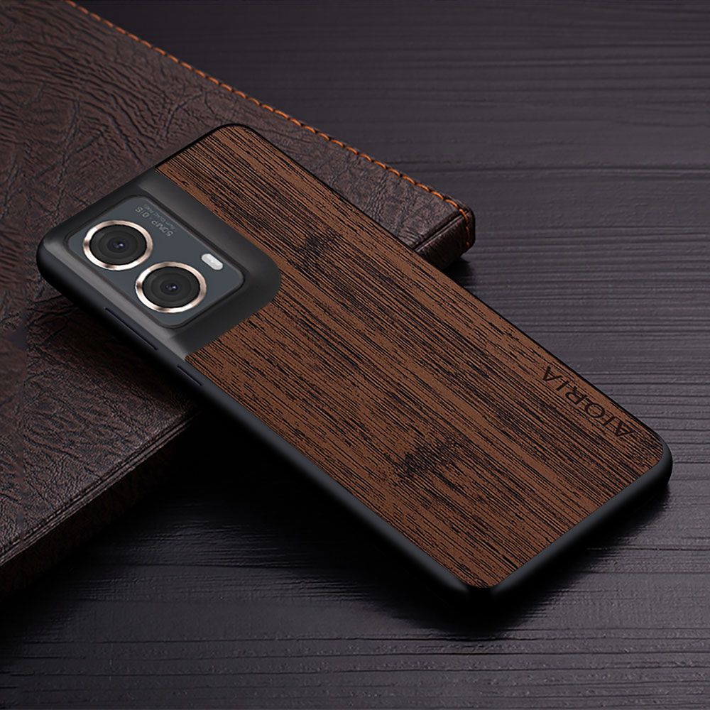 Made Of Bamboo Leather Phone Case for Motorola Moto G85 Soft TPU Around The Edge Hard PC At The Back 3in1 material