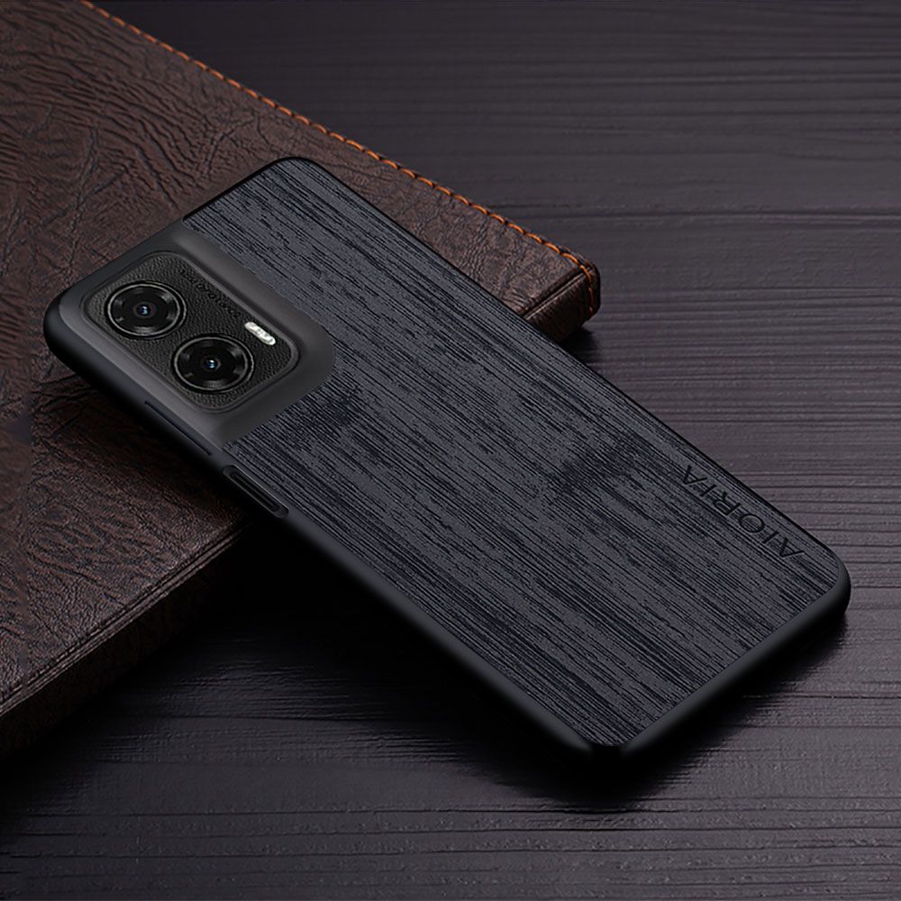Made Of Bamboo Leather Phone Case for Motorola Moto G35 Soft TPU Around The Edge Hard PC At The Back 3in1 material