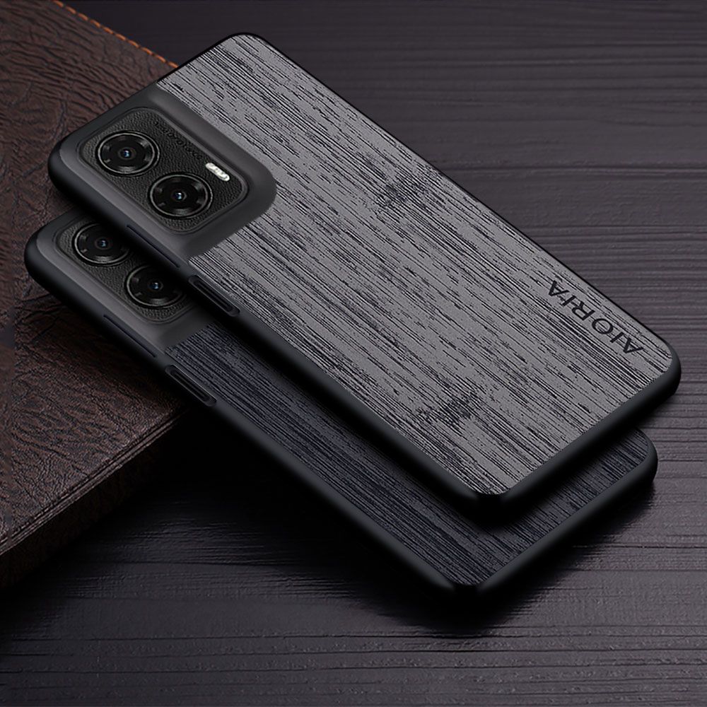 Made Of Bamboo Leather Phone Case for Motorola Moto G35 Soft TPU Around The Edge Hard PC At The Back 3in1 material