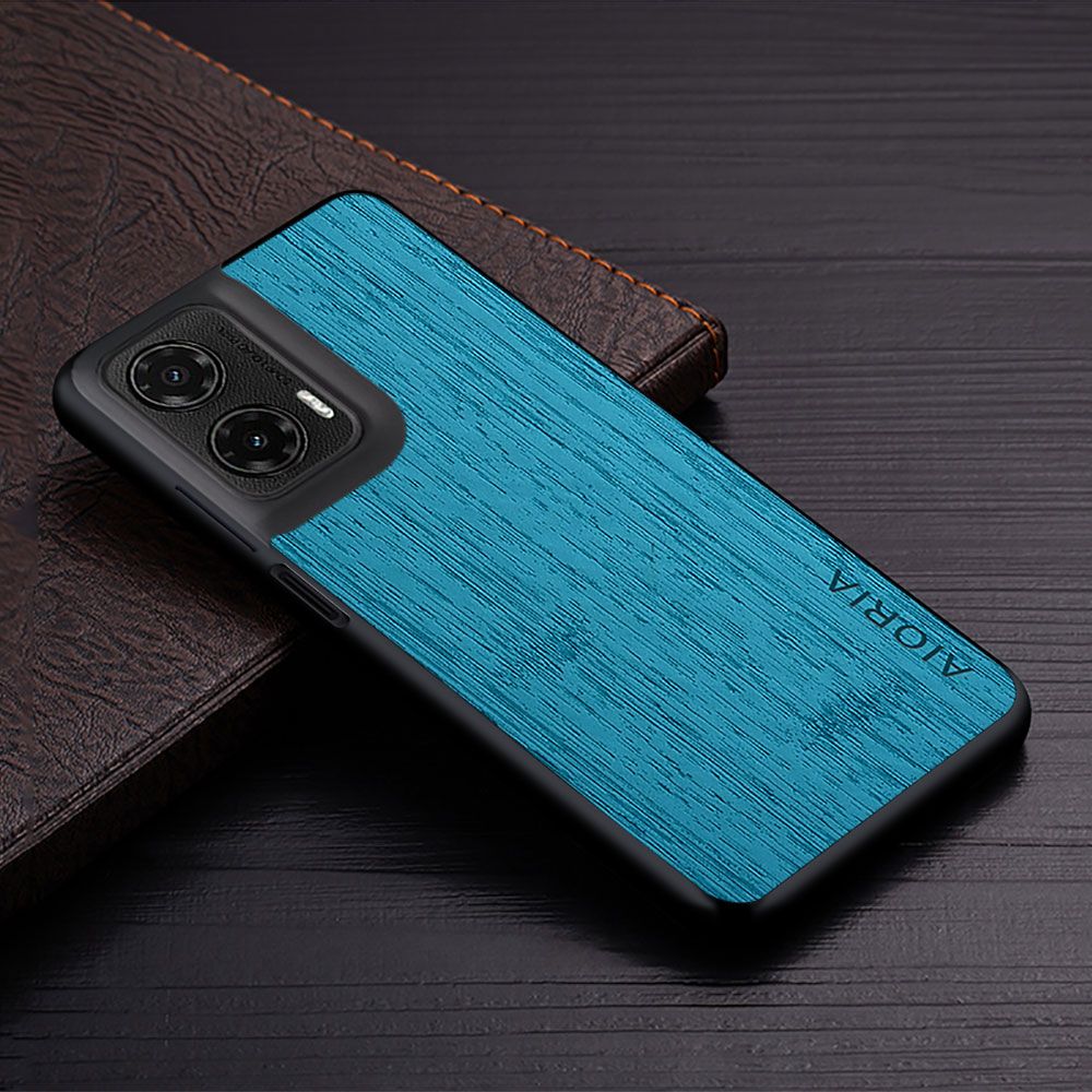 Made Of Bamboo Leather Phone Case for Motorola Moto G35 Soft TPU Around The Edge Hard PC At The Back 3in1 material