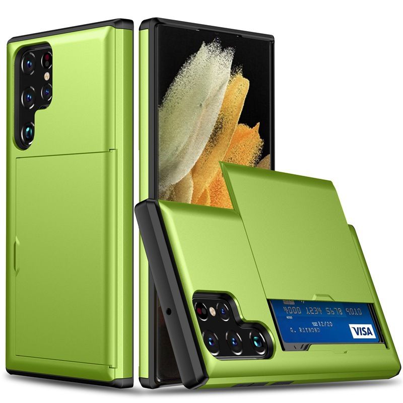 Phone Case for Samsung S25 Ultra S24 S22 S23 Note 20 Ultra Note 10 Plus S21 S20 FE A55 with Card Clip Double-layer Heavy-duty Protective Cover