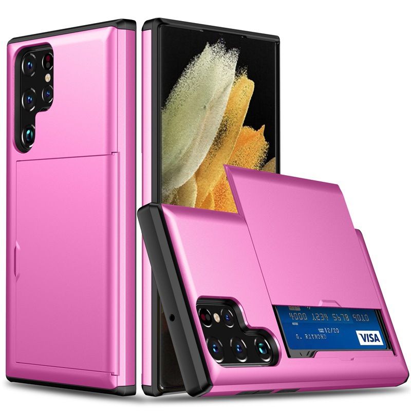 Phone Case for Samsung S25 Ultra S24 S22 S23 Note 20 Ultra Note 10 Plus S21 S20 FE A55 with Card Clip Double-layer Heavy-duty Protective Cover