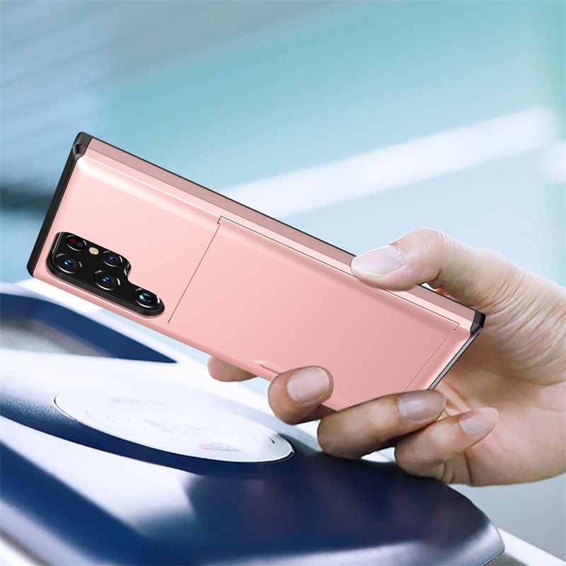 Phone Case for Samsung S25 Ultra S24 S22 S23 Note 20 Ultra Note 10 Plus S21 S20 FE A55 with Card Clip Double-layer Heavy-duty Protective Cover