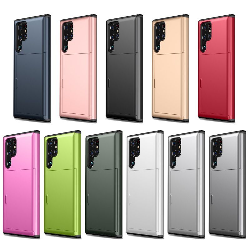 Phone Case for Samsung S25 Ultra S24 S22 S23 Note 20 Ultra Note 10 Plus S21 S20 FE A55 with Card Clip Double-layer Heavy-duty Protective Cover