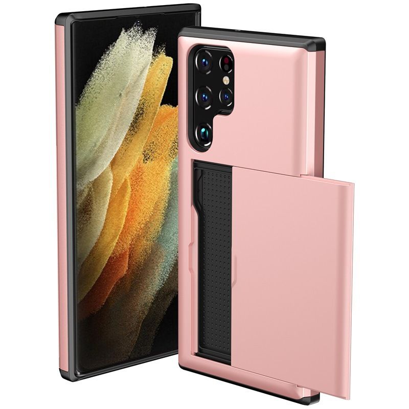 Phone Case for Samsung S25 Ultra S24 S22 S23 Note 20 Ultra Note 10 Plus S21 S20 FE A55 with Card Clip Double-layer Heavy-duty Protective Cover