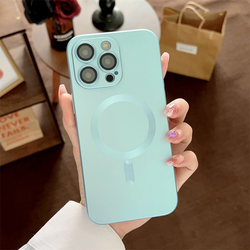 Iphone 16 15 14 13 12 11 Pro Max Magnetic Phone Case [Compatible with MagSafe] Soft Silicone Buffer Metallic Gloss Smooth Shockproof Scratch resistant Phone Case