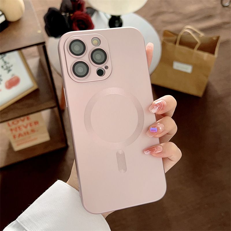 Iphone 16 15 14 13 12 11 Pro Max Magnetic Phone Case [Compatible with MagSafe] Soft Silicone Buffer Metallic Gloss Smooth Shockproof Scratch resistant Phone Case