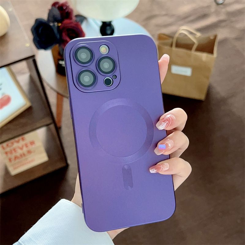 Iphone 16 15 14 13 12 11 Pro Max Magnetic Phone Case [Compatible with MagSafe] Soft Silicone Buffer Metallic Gloss Smooth Shockproof Scratch resistant Phone Case