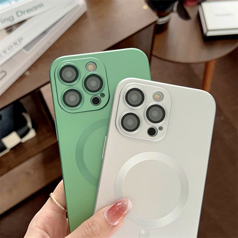 Iphone 16 15 14 13 12 11 Pro Max Magnetic Phone Case [Compatible with MagSafe] Soft Silicone Buffer Metallic Gloss Smooth Shockproof Scratch resistant Phone Case