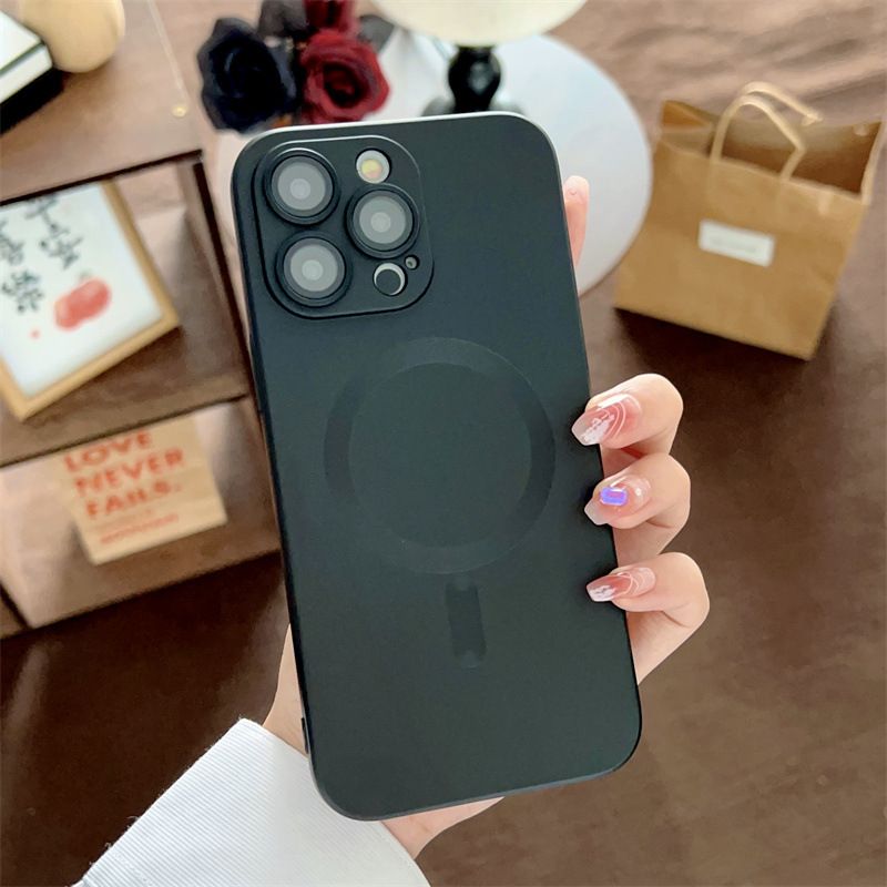 Iphone 16 15 14 13 12 11 Pro Max Magnetic Phone Case [Compatible with MagSafe] Soft Silicone Buffer Metallic Gloss Smooth Shockproof Scratch resistant Phone Case