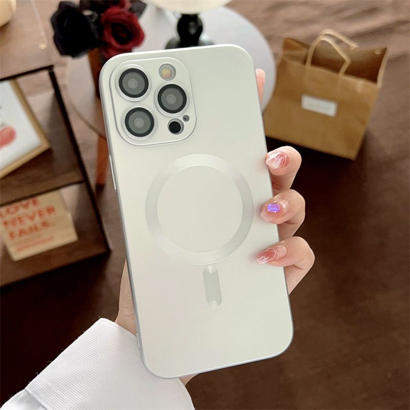 Iphone 16 15 14 13 12 11 Pro Max Magnetic Phone Case [Compatible with MagSafe] Soft Silicone Buffer Metallic Gloss Smooth Shockproof Scratch resistant Phone Case