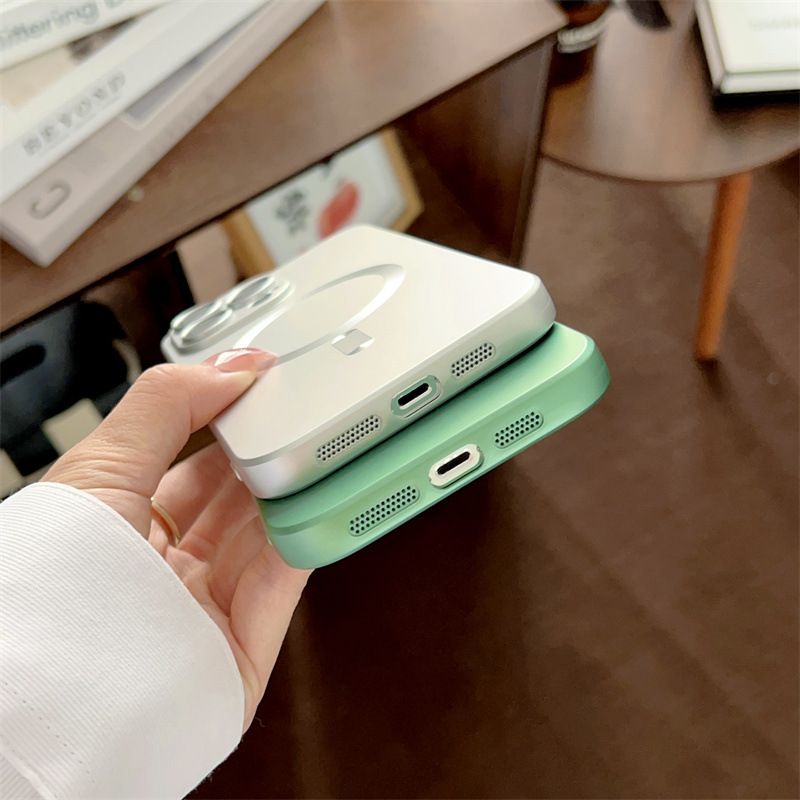 Iphone 16 15 14 13 12 11 Pro Max Magnetic Phone Case [Compatible with MagSafe] Soft Silicone Buffer Metallic Gloss Smooth Shockproof Scratch resistant Phone Case