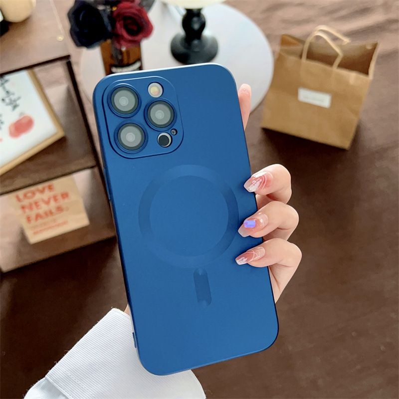 Iphone 16 15 14 13 12 11 Pro Max Magnetic Phone Case [Compatible with MagSafe] Soft Silicone Buffer Metallic Gloss Smooth Shockproof Scratch resistant Phone Case