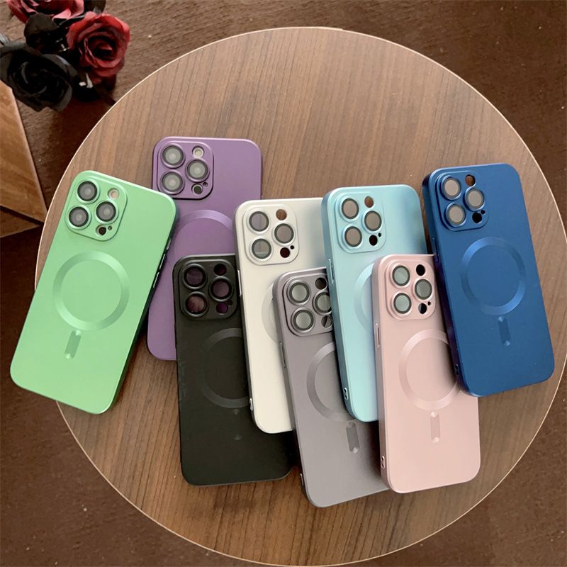 Iphone 16 15 14 13 12 11 Pro Max Magnetic Phone Case [Compatible with MagSafe] Soft Silicone Buffer Metallic Gloss Smooth Shockproof Scratch resistant Phone Case