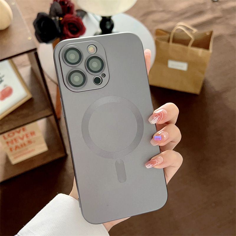 Iphone 16 15 14 13 12 11 Pro Max Magnetic Phone Case [Compatible with MagSafe] Soft Silicone Buffer Metallic Gloss Smooth Shockproof Scratch resistant Phone Case