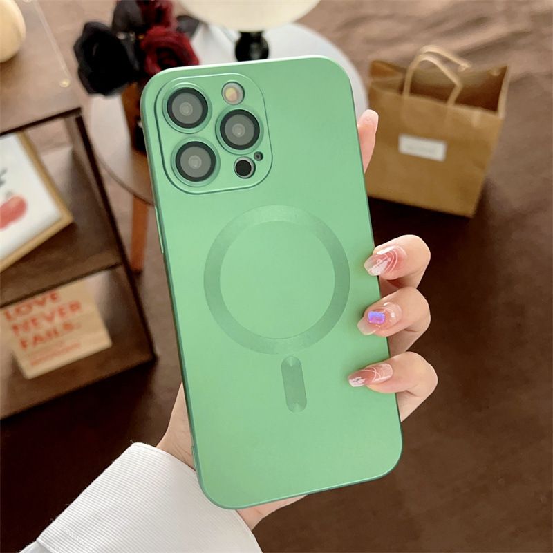 Iphone 16 15 14 13 12 11 Pro Max Magnetic Phone Case [Compatible with MagSafe] Soft Silicone Buffer Metallic Gloss Smooth Shockproof Scratch resistant Phone Case