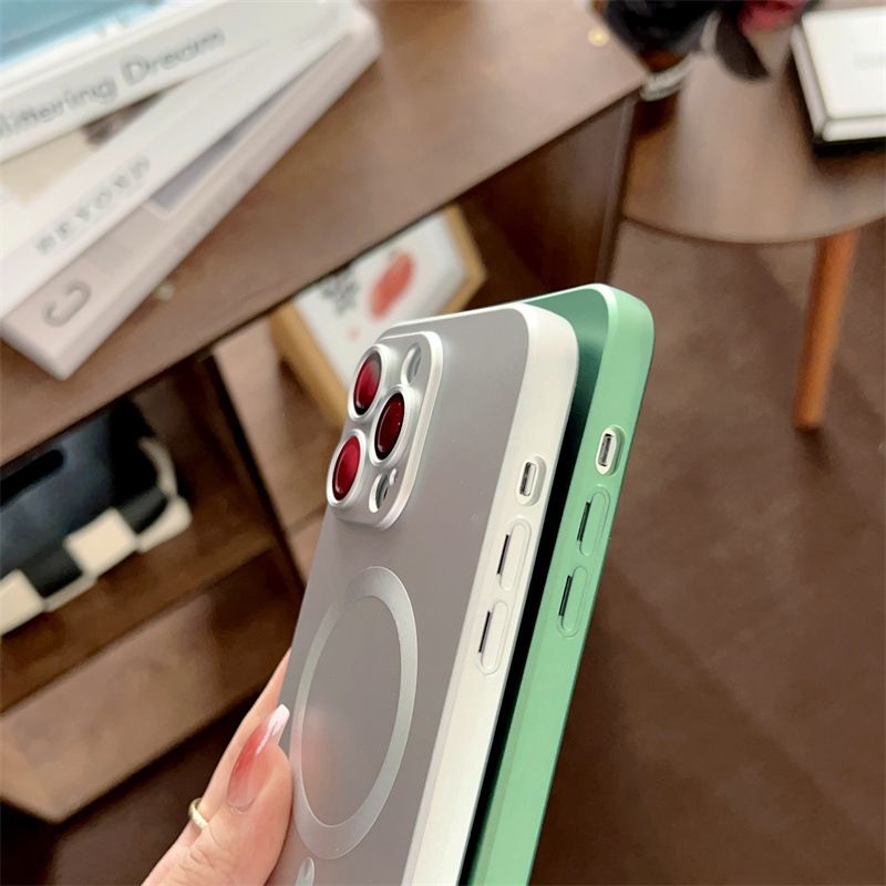 Iphone 16 15 14 13 12 11 Pro Max Magnetic Phone Case [Compatible with MagSafe] Soft Silicone Buffer Metallic Gloss Smooth Shockproof Scratch resistant Phone Case