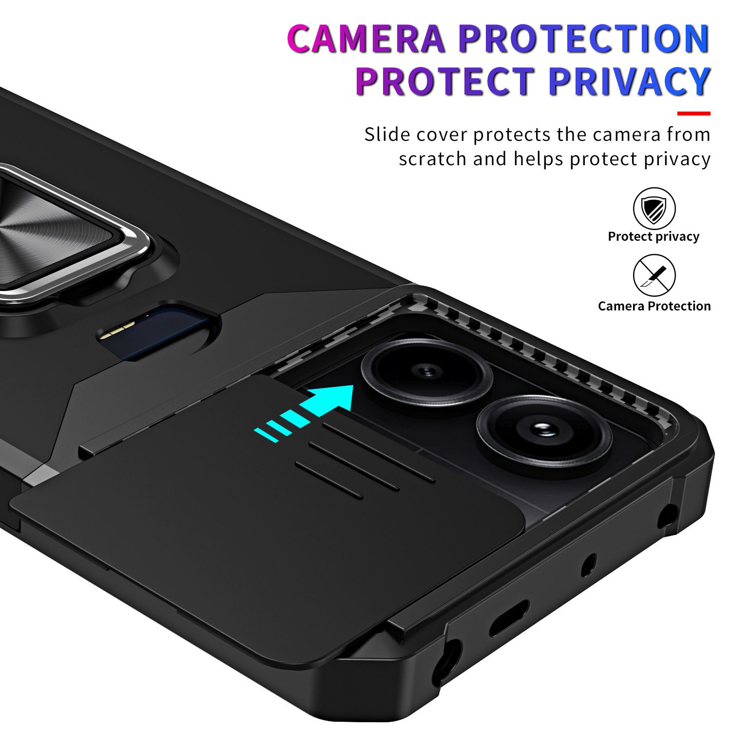 Slide Anti-Scratch Camera Lens Cover for Redmi 14C 13C A3X A4 Note 13 Pro Plus 5G 4G Note 12 11 Pro Poco C75 C65 C61 X6 X5 Pro Anti-Fall Drop Protection Cover