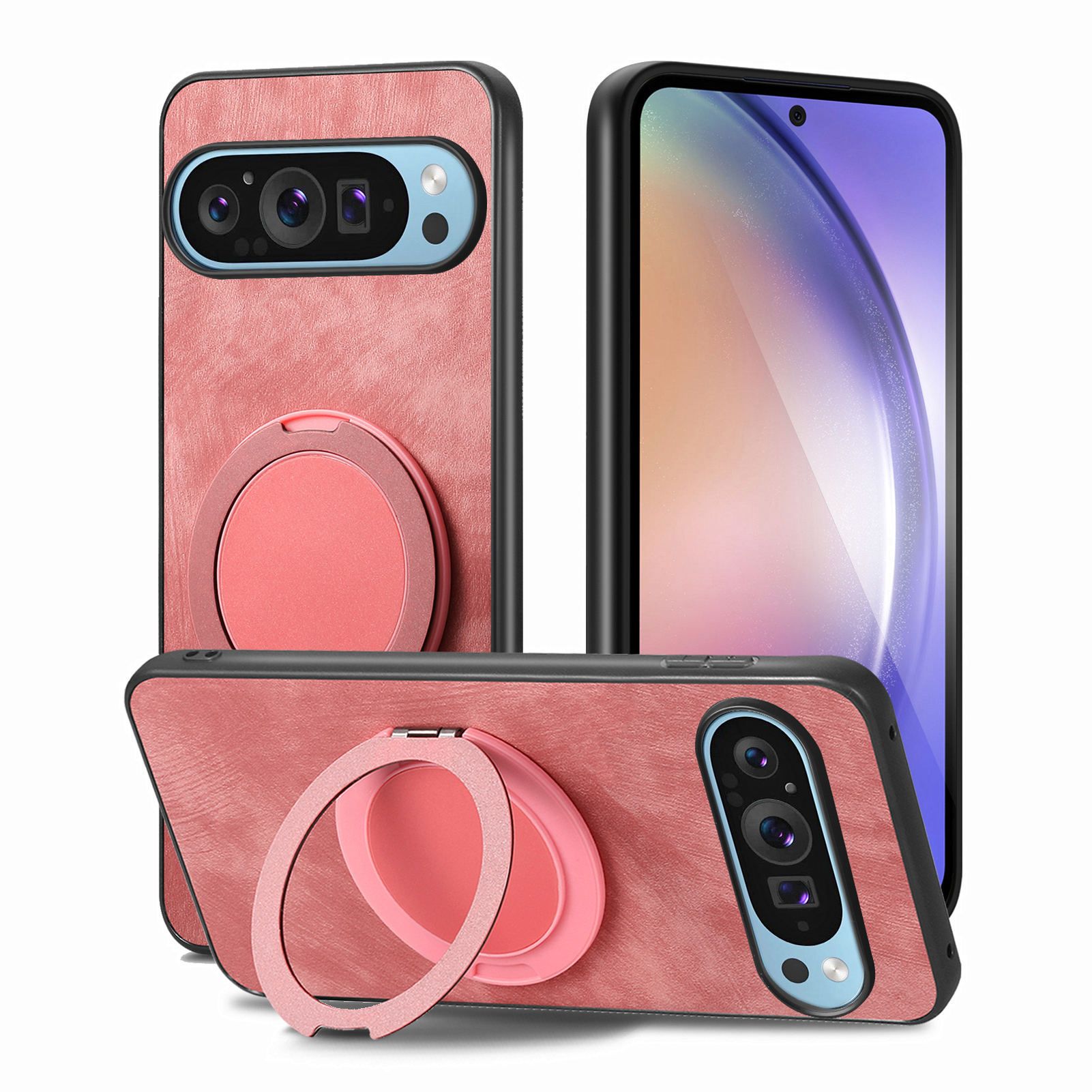 Compatible for Google Pixel 9 Pro XL,Pixel 8A 7A 6A,Pixel 8 7 6 Pro Hard PC Shockproo Bumper Protective Cover with Ring Stand